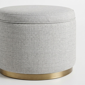 Scandinavian Modern Fabric Ottoman <b>Stool</b> Round Upholstered <b>Seat</b> Metal Base Non-Foldable for Home Hotel Living Room Decoration - Product Image 3