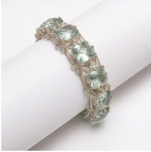Green Amethyst <b>Silver</b> <b>Bracelet</b>, Prasiolite Gemstone <b>Bracelet</b>, <b>925</b> <b>Sterling</b> <b>Silver</b> Jewelry, Green Stone Statement <b>Bracelet</b> - Product Image 2