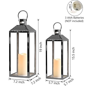 Lanternes porte-bougies en verre trempé de forme moderne élégante, cadre en métal noir, faites à la main, 2 tailles, décoration de Noël pour la maison - Product Image 6