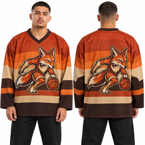 Maillot de gardien de but de hockey sur glace en polyester, coupe ample, kit joueur directement de l'usine, emballage de vente au détail, bandes contrastées, construction respirante - Product Image 5