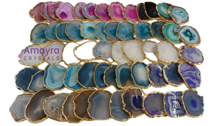 Natural White <b>Agate</b> <b>Coaster</b> With Gold Plating Handmade <b>Agate</b> <b>Coasters</b> Wholesale Natural <b>Agate</b> Slice Buy From Amayra Crystals - Product Image 5