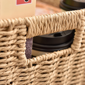 Square Natural <b>Seagrass</b> <b>Storage</b> <b>Basket</b> With Handles Rustic Style Multi-Purpose Organizer - Product Image 3