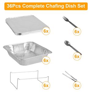 Set da 36 Pezzi di Accessori Monouso per Feste, Coperture per Buffet a Mezza Misura, Utensili e Scaldavivande per Chafing Dish e Buffet - Product Image 3