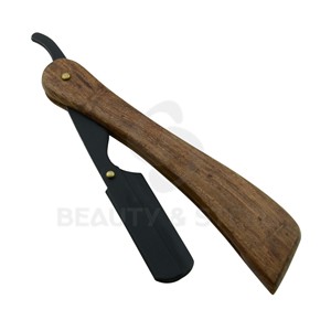 Professional Natural Wood Handle Barber Straight <b>Razor</b> Matte Black Blade Holder Precision Shavette for Smooth Men Shaving - Product Image 4