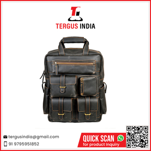 Heavy Duty Genuine Leather <b>Backpack</b> for Men Outdoor Travel Work and Professional Use - Product Image 2