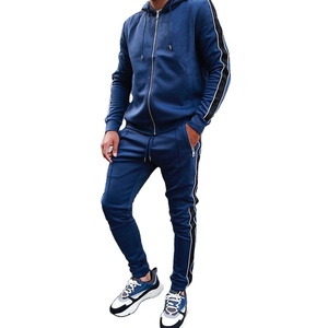 Ropa deportiva informal para hombre Colección de primavera Chándal con capucha y cremallera con fondo activo Patrón sólido - Product Image 5