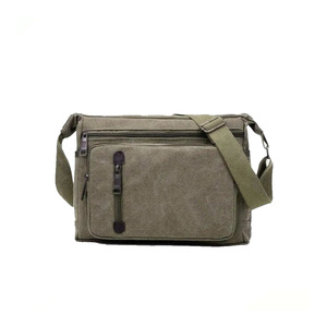 Canvas Sling Bag Vintage Casual Messenger Crossbody <b>Backpack</b> Durable Waterproof Multi Pocket Zipper Shoulder Travel Work Unisex - Product Image 4