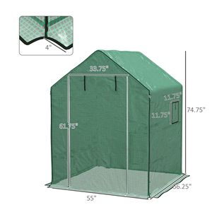 Cover di ricambio con porta avvolgi e prese d'aria per serre Walk-In 55x56x75 pollici modello serre da giardino - Product Image 3