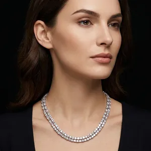 สร้อยคอเพชรทรงกลมเจียระไนแบบ Emerald-Cut รับรองโดย IGI ตัวเรือนทอง 14K ดีไซน์สำหรับทั้งชายและหญิง ของขวัญสุดหรู - Product Image 1