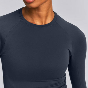 Camiseta Deportiva Ajustada para Mujer, Ropa de Fitness, Manga Larga, Puños con Orificios para Pulgares, Compresión, Alta Elasticidad - Product Image 4