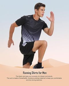 Ensemble de vêtements de sport pour hommes, en spandex, taille haute et élastique - Product Image 3
