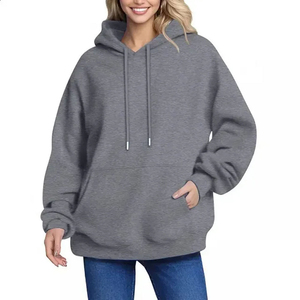 Sudadera con Capucha Extra Grande para Mujer, Color Blanco Sólido, Forro Polar, Manga Larga, con Bolsillo, Estilo Casual para Otoño - Product Image 5