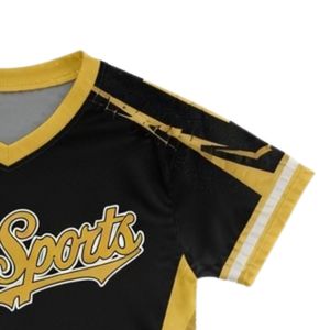 เสื้อลาครอสแบบยูนิเซ็กซ์ สีดำทอง ลายพิมพ์แบบซับลิเมชั่น ผ้าโพลีเอสเตอร์น้ำหนักเบา แบบกลับด้านได้ ชุดยูนิฟอร์มทีมกีฬา เสื้อผ้าสำหรับการแสดงออกทางกีฬา - Product Image 4