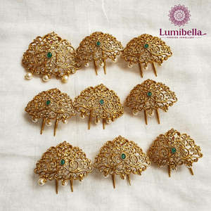 Antique Gold Plated 24K Ruby Bridal Jewelry Set for South Indian Wedding - Product Image 3
