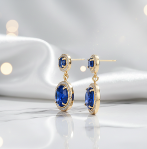 ต่างหูบลูไฮโดรและซีซี  ทำจากเงินแท้ 925 ชุบทอง 18K เหมาะสำหรับงานปาร์ตี้ ต่างหูแบบโดดเด่น ต่างหูสำหรับงานค็อกเทล - Product Image 5