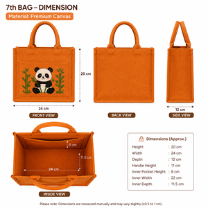 Sac fourre-tout en jute Panda de dessin animé 24x20x12cm, sac de courses à porter à la main, couleur orange, usage quotidien - Product Image 2