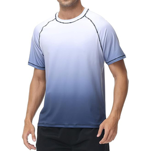 Maillot de bain homme élégant bleu dégradé à manches courtes, protection UV UPF 50+, séchage rapide, respirant - Product Image 1