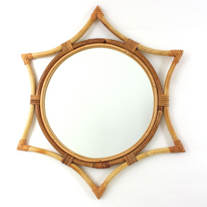 Cheapest price wall mirror flower design rattan mirrors wholesale high quality home <b>accessory</b> - Product Image 3