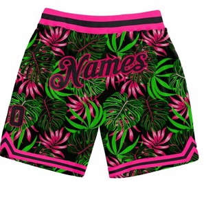 Shorts de bain personnalisés pour hommes, imprimé feuilles tropicales, sublimation, respirants, taille élastique, décontractés, streetwear d'été, OEM ODM - Product Image 5