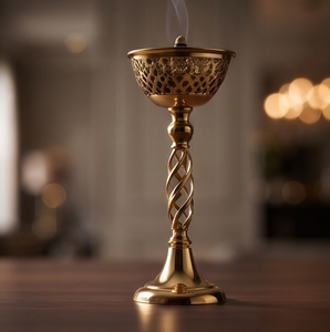 Porte-encens en fer doré sur pied, design torsadé, brûleur d'encens, diffuseur d'aromathérapie, support décoratif, cadeau - Product Image 2