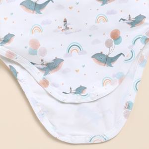Body à manches longues en bambou élasthanne biologique de qualité supérieure Sous-vêtements pour bébé imprimés Baleine du temps - Product Image 4