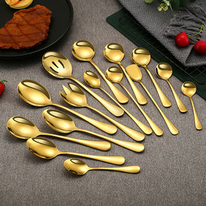 Ensemble de cuillères et fourchettes en or de luxe, couverts en acier inoxydable doré, collection de vaisselle haut de gamme pour la table - Product Image 2