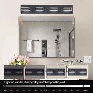 Luminaire mural moderne noir à 4 lumières LED pour salle de bain, abat-jour carré en acrylique, avec éclairage de miroir - Product Image 5