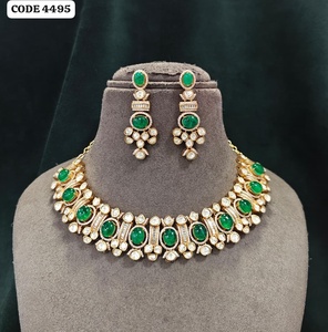 Gold Plated <b>Ruby</b> Red Kundan <b>Necklace</b> Set with CZ Diamond Floral Bridal Jewelry for Women Wedding Party Wear Sparkling CZ Jewelry - Product Image 2