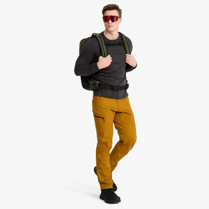 Men's Mustard Softshell Trousers Regular Fit Zip Fly Water Resistant Outdoor Hiking Pants With Pockets All Seasons Wear - Product Image 6