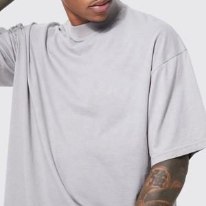 Conception personnalisée t-shirts hommes coton t-shirt streetwear surdimensionné côtes crewneck boxy lourd 300gsm t-shirt pour hommes - Product Image 5