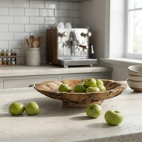 Nieuwe moderne minimalistische groothandel rustieke massief teakhouten wortelgesneden fruitschaal decoratieve centerpiece tafelschaal huisdecoratie artikelen