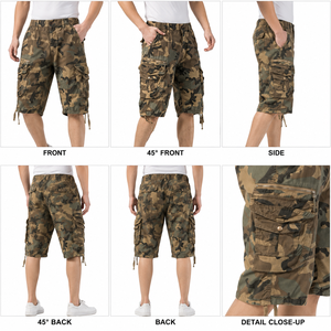 Shorts cargo camouflage personnalisés pour hommes |   Shorts tactiques multi-poches |   Shorts de travail et de randonnée en coton ripstop pour l'extérieur - Product Image 4