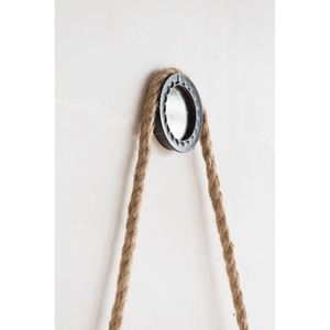 19.5 \ "Design contemporaneo cerchio specchio Cleveland corda con struttura in metallo grigio elegante decorazione da parete per l'ingresso del bagno - Product Image 4