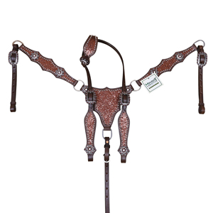 Ensemble de têtière western Mocha Glitter avec de gros strass étincelants et conchos en strass scintillants - Product Image 6