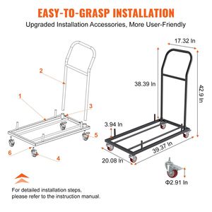 Carro de transporte comercial de hierro con 4 ruedas para sillas, carrito plegable con capacidad para 12 sillas, estante para almacenamiento de sillas plegables - Product Image 6