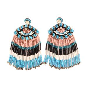 Cuentas de tubo de diseño superior, borlas de ojo del mal hechas a mano, bordadas, pendientes de gota hechos a mano para mujer/mujer - Product Image 1