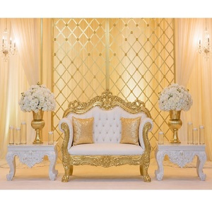 Modern Look Wedding Lounge Love-Seater Buy Western Style <b>Silver</b> Gold Wooden Chaise/Couch <b>Top</b> Selling Couple Sofa Set - Product Image 2