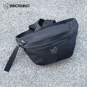 Custom Luxury Waterproof Mesh Oxford Designer Bags Black Fanny Pack Chest bag with Zipper INNORHINO