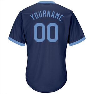 Camiseta de Béisbol Personalizada con Cuello en V, Azul Marino, Manga Corta para Hombre, Nombre del Equipo Impreso, Ropa Deportiva de Poliéster que Absorbe la Humedad - Product Image 6