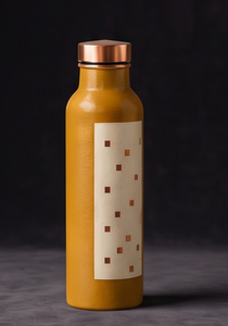 Premium Ayurvedic Enamel Painted Copper <b>Water</b> <b>Bottle</b> Artistic Block Square Design Leakproof <b>Metal</b> Sports <b>Bottle</b> Manufacturer - Product Image 4