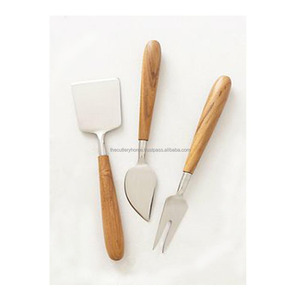 Juego de Herramientas de acero inoxidable pulido con mango de madera hecho a mano, juego de utensilios para queso de alta calidad - Product Image 6