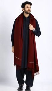 Men's Salwar Kameez With Wool <b>Shawls</b> Maroon Traditional Winter Wear for Indian Pakistani Clothing Casual Style - Product Image 2