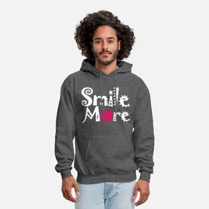 Sweat-shirt à capuche gris pour homme, coupe classique, décontracté, en coton tricoté, avec poche avant, pour l'automne - Product Image 1