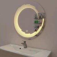 Miroir mural de salle de bain LED écologique 24x24 pouces avec capteur tactile, lumière réglable, fonction de mémoire intelligente, bord biseauté scandinave