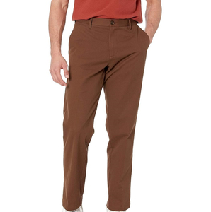 Pantalones Chinos de Algodón para Hombre, Corte Recto, Color Marrón, Cintura Media, Estilo Casual, Cierre de Botones, Estilo Otoñal, Antiarrugas, con Bolsillos Laterales - Product Image 1