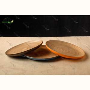 Plato de servicio de bambú natural de estilo clásico ecológico personalizado duradero y biodegradable para fiestas - Product Image 1