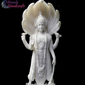 Nirmala Handicrafts - Estatua de Vishnu de Resina Pulida Hecha a Mano, Escultura de Dios Hindú Indio, Arte Religioso de Mesa de Rajasthan - Product Image 1