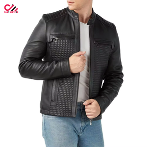 Veste en cuir véritable pour homme de haute qualité, col montant, tendance, vente en gros - Product Image 1