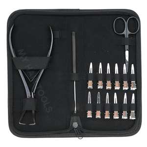Complete Hair <b>Extension</b> Tool Kit with Double Spring Remover Pliers Threading Pulling Hook Mini Hair Scissors Sectioning Clips - Product Image 1