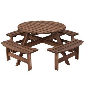 Set da Pranzo con Panca in Legno per Otto Persone, per Arredamento da Esterno e Patio - Product Image 3